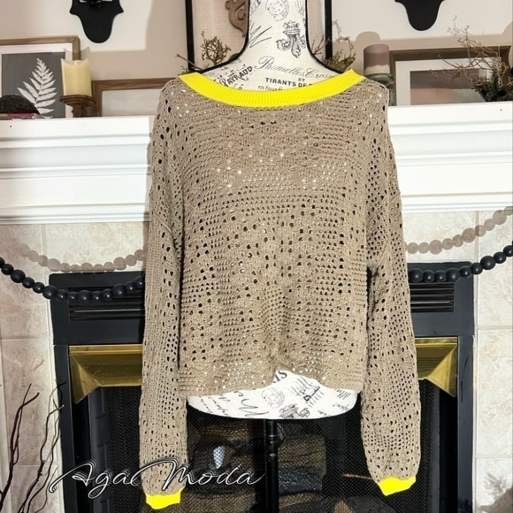 FREE PEOPLE Home Run boxy loose knit, oversized pull over sweater